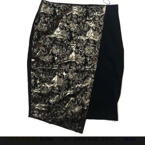 Lane Bryant Gold and black asymmetrical hem skirt
